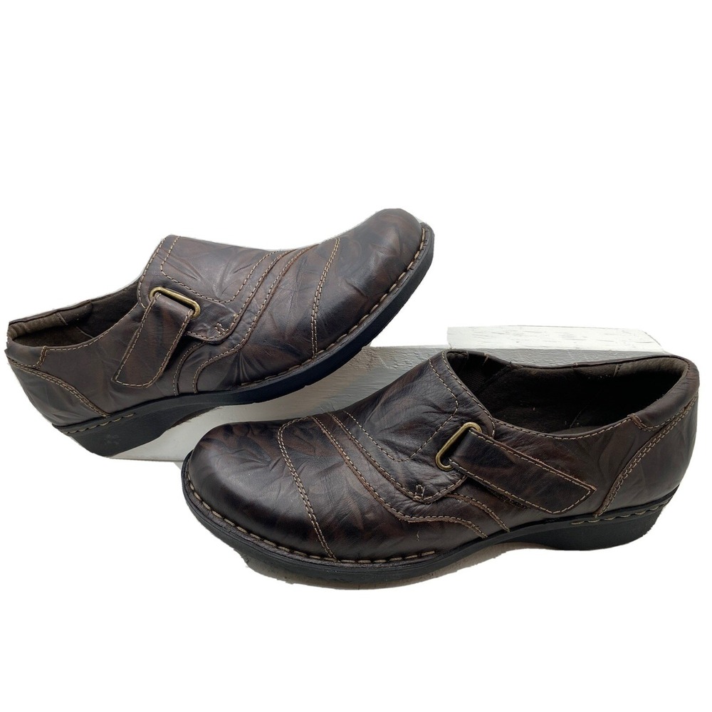 Clarks Bendables Loafers Brown Embossed Leather Flats Womens 10 M 26068747